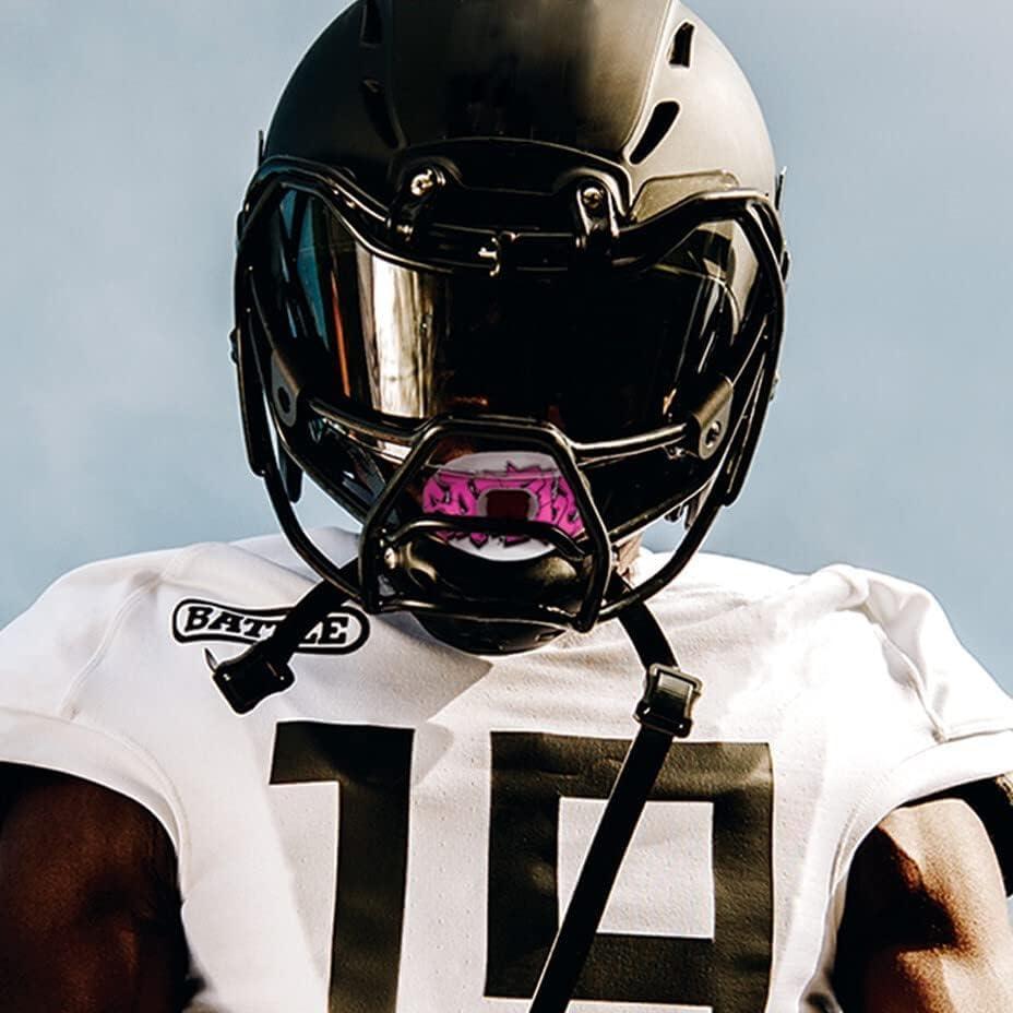 Battle Battle Sports Oxygen Football Mouthguard - Football Mouth Guard with Strap, Superior Airflow & Better Performance, Maximum Breathability, Works with Braces