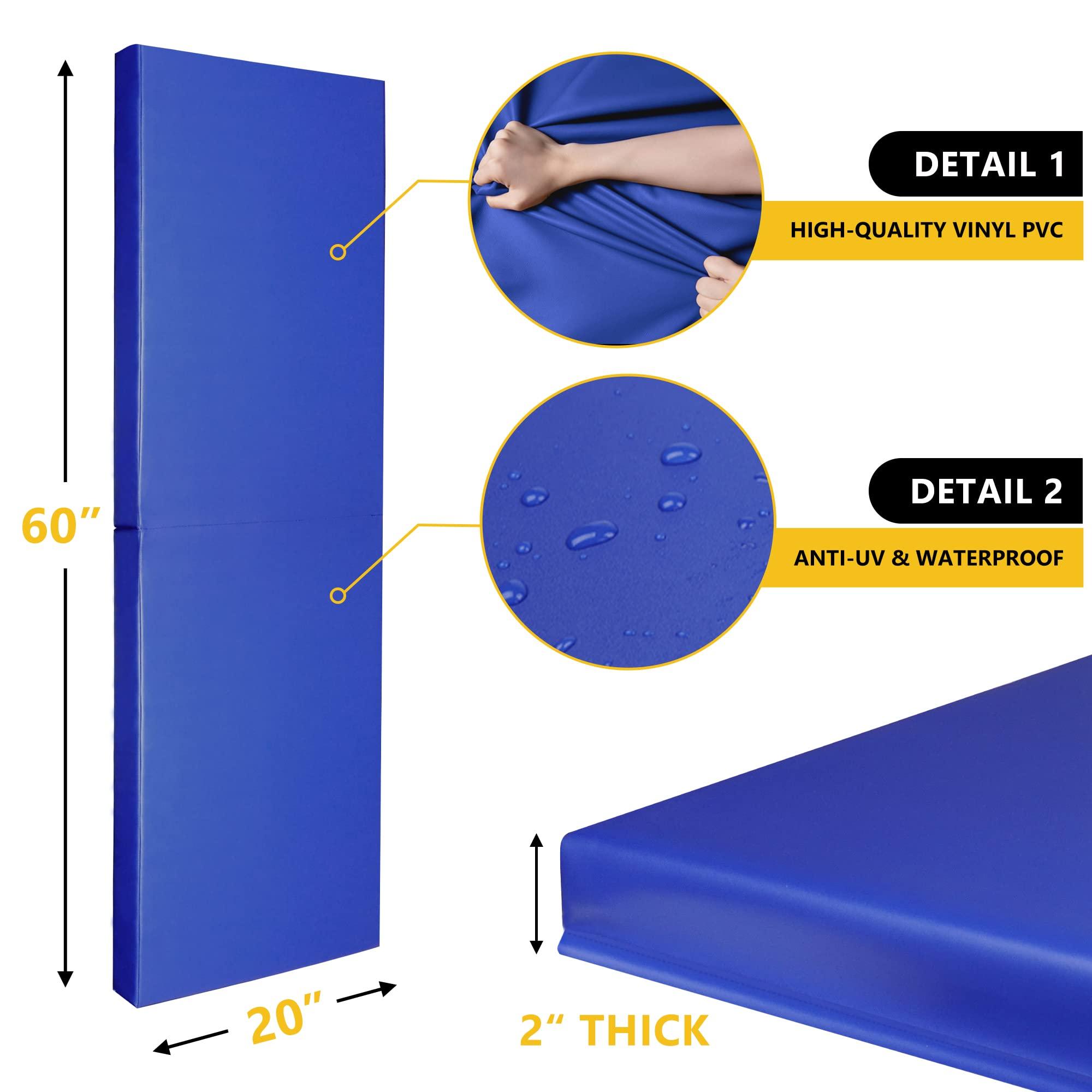 PHENEPUS Gym Wall Padding, Basketball Court Wall Protector, 2" Thick Foam Protective Wall Mat for Wall Mount Basketball Hoops, Garage, Taekwondo - Waterproof & UV-Resistant (Blue, 1 PCS)