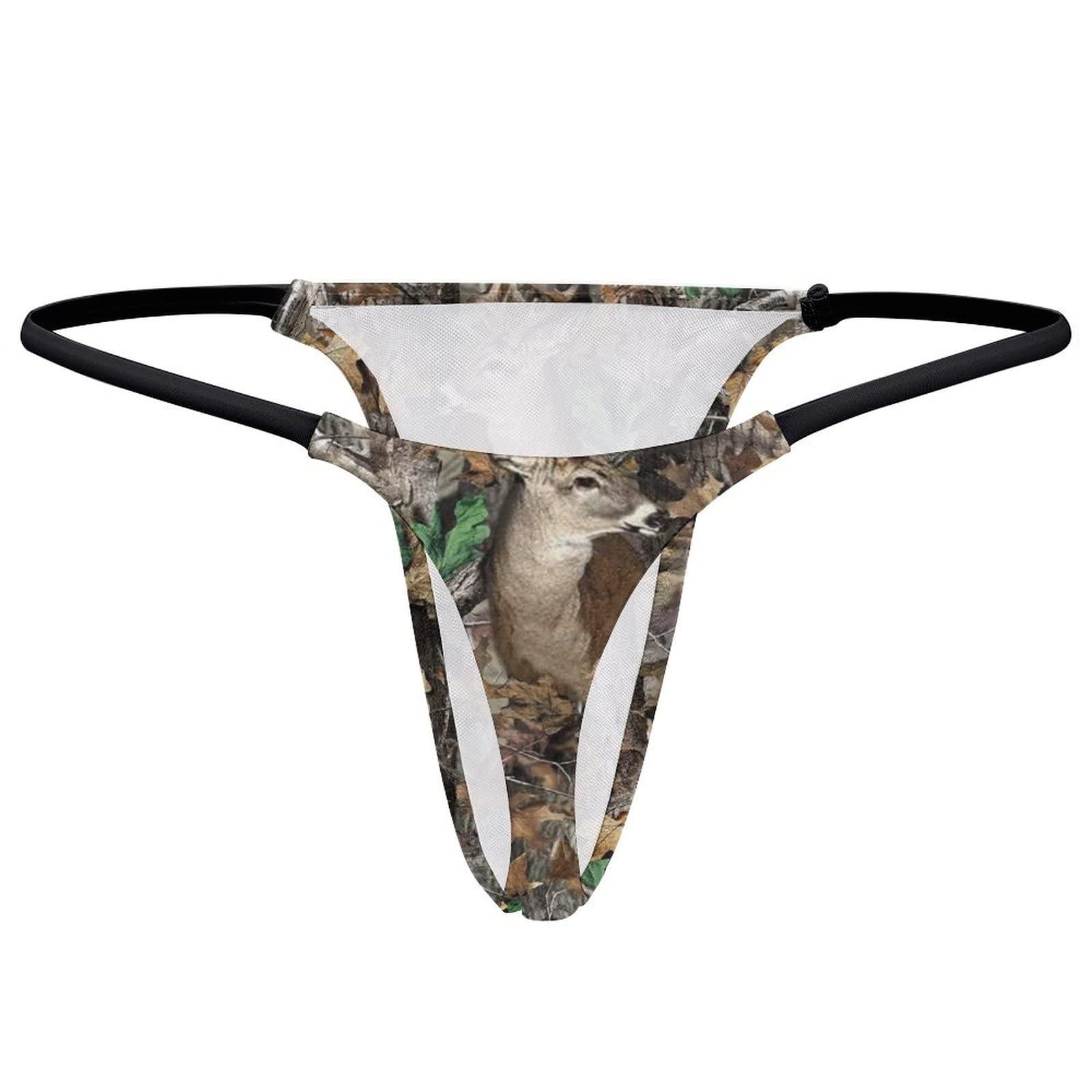 BAIKUTOUAN BAIKUTOUAN Camo Deer Camouflage Hunting G-String Thongs Women's T-Back Underwear Panty