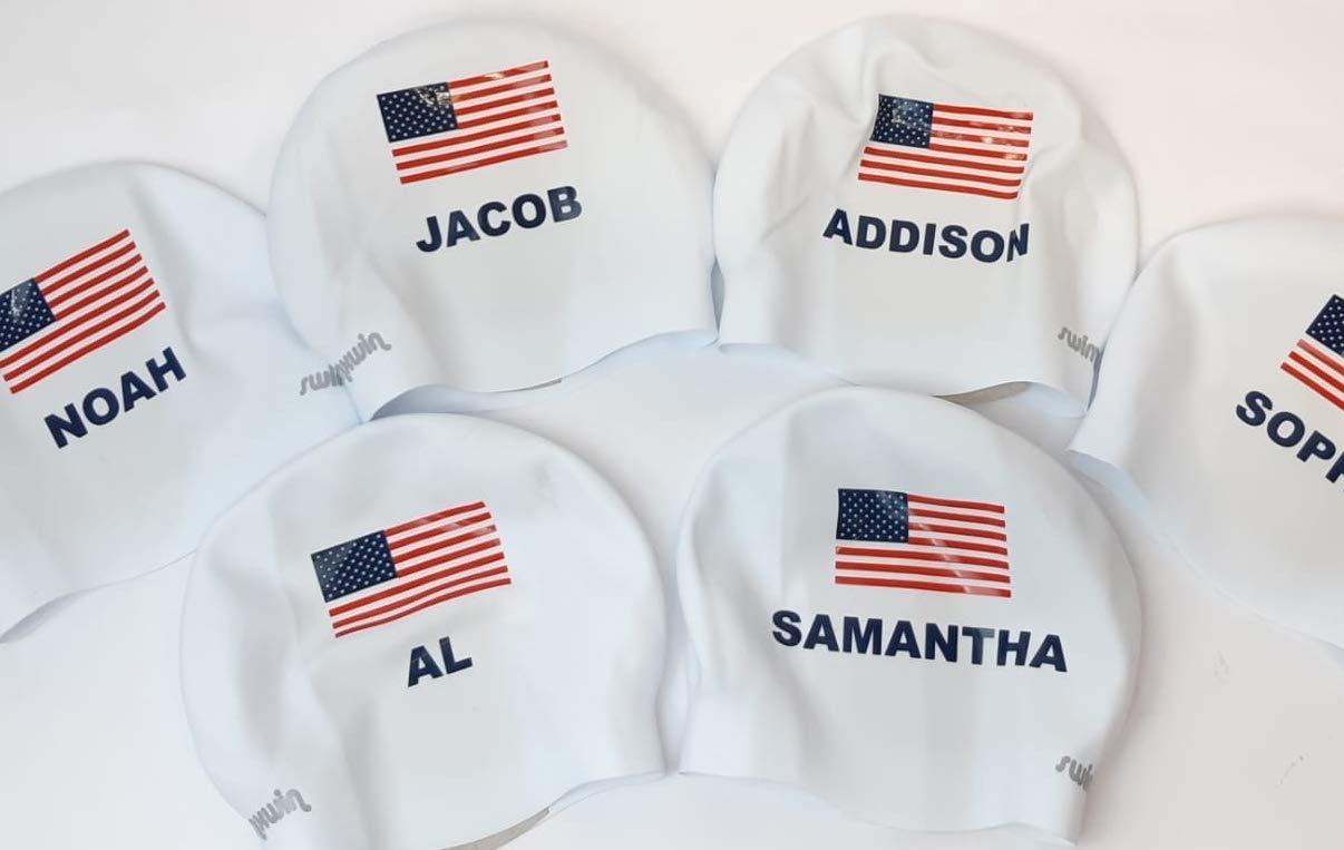 swimxwin swimxwin MYNAME Silicon Swimming Cap Your Name ON National Team Cap America (Sophia)