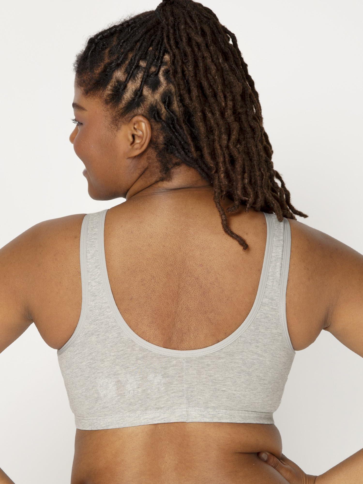 Fruit of the Loom Fruit of the Loom Womens Comfort Front Close with Mesh Straps Sports Bra, Heather Grey/White, 44 US