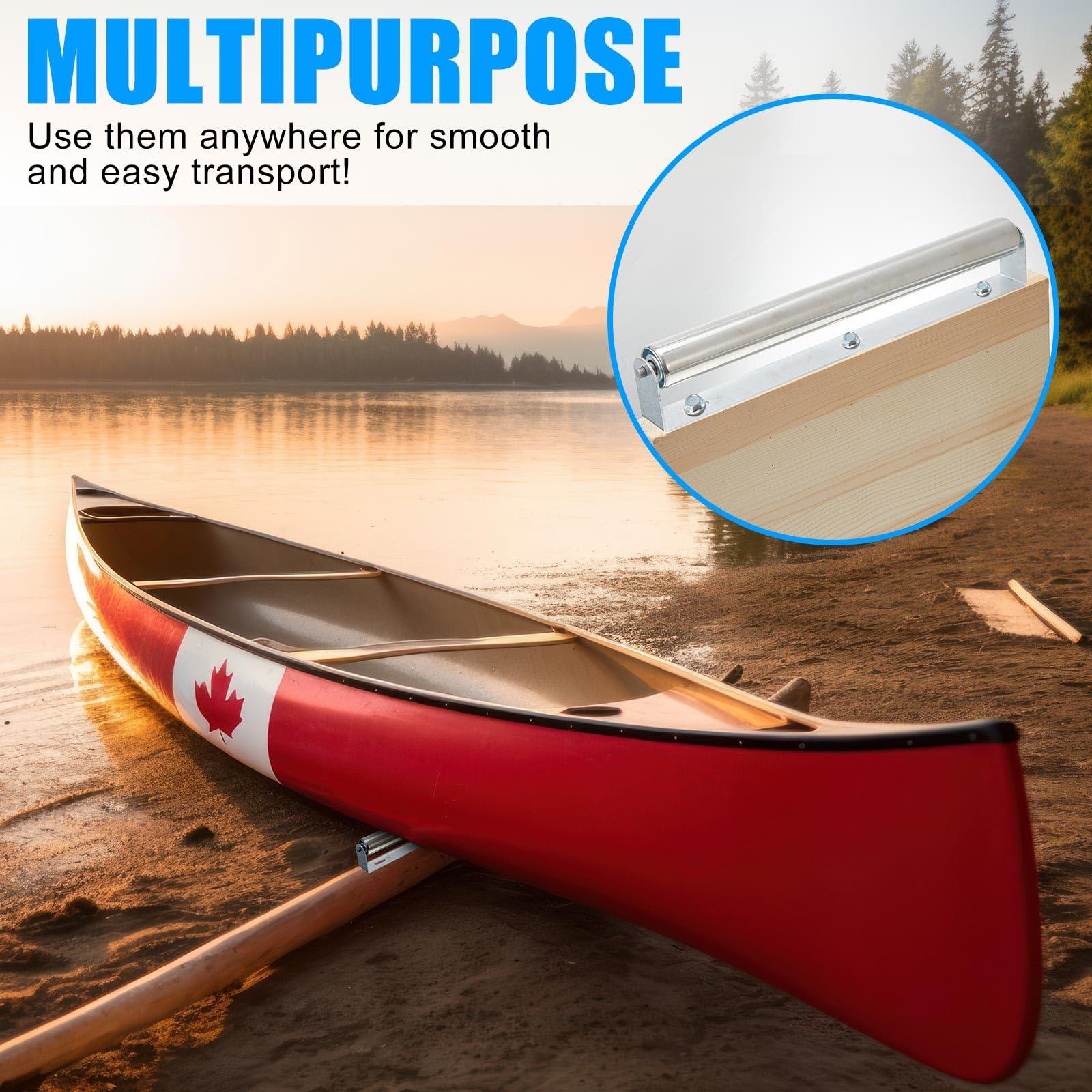 Therwen Therwen Pack of 2 Boat Trailer Roller with Bracket Set Conveyor Rollers 1.5" Diameter Kayak Roller Metal Roller with Bracket for Transporting Raft Industrial Use (Silver, 16'' Long)