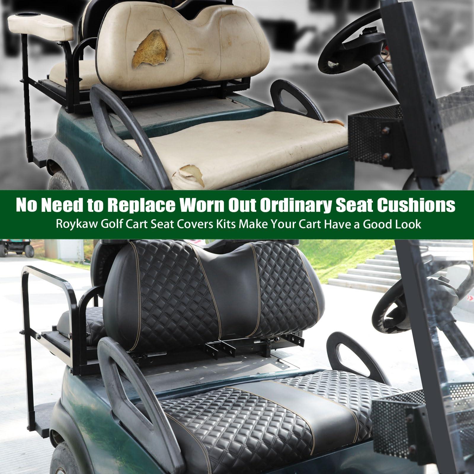 Roykaw Roykaw Golf Cart Seat Covers Kit Fit for Club Car Precedent OEM Ordinary Seat Cushion, Marine Grade Vinyl Material/More Soft and Comfortable, Breathable & Easy to Clean