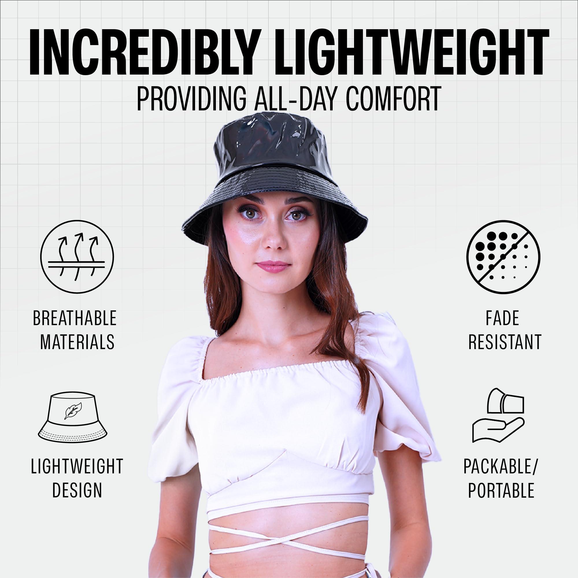 SoJourner Bags Black Rave Bucket Hat for Women & Men - Cute Bucket Hats - Festival Hat - Adjustable, Comfortable and 50+ SPF Protection Rave Halloween Accessories for Adults, Teens and Kids Holographic Black