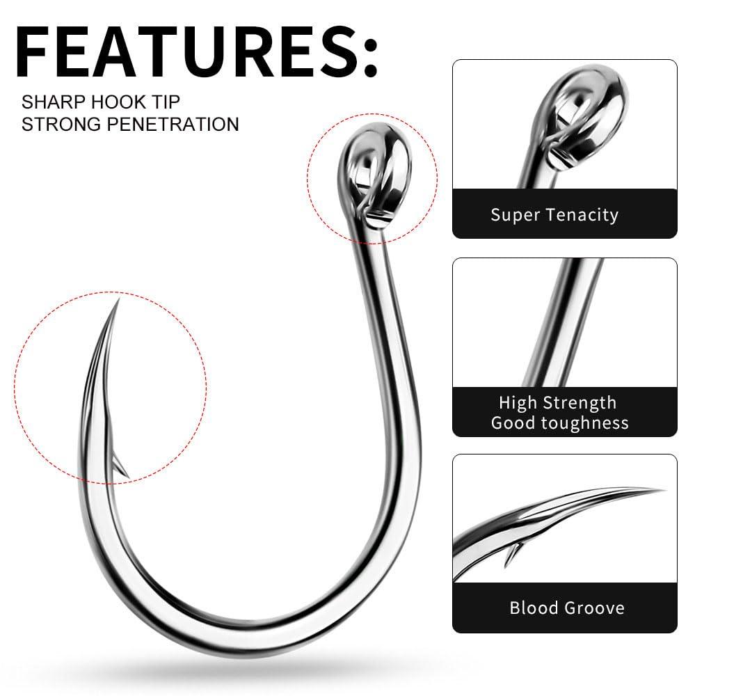 Cuoyuqie Cuoyuqie 30pcs Live Bait Circle Hooks Stainless Steel Saltwater Fishing Hooks (5/0 30pcs)