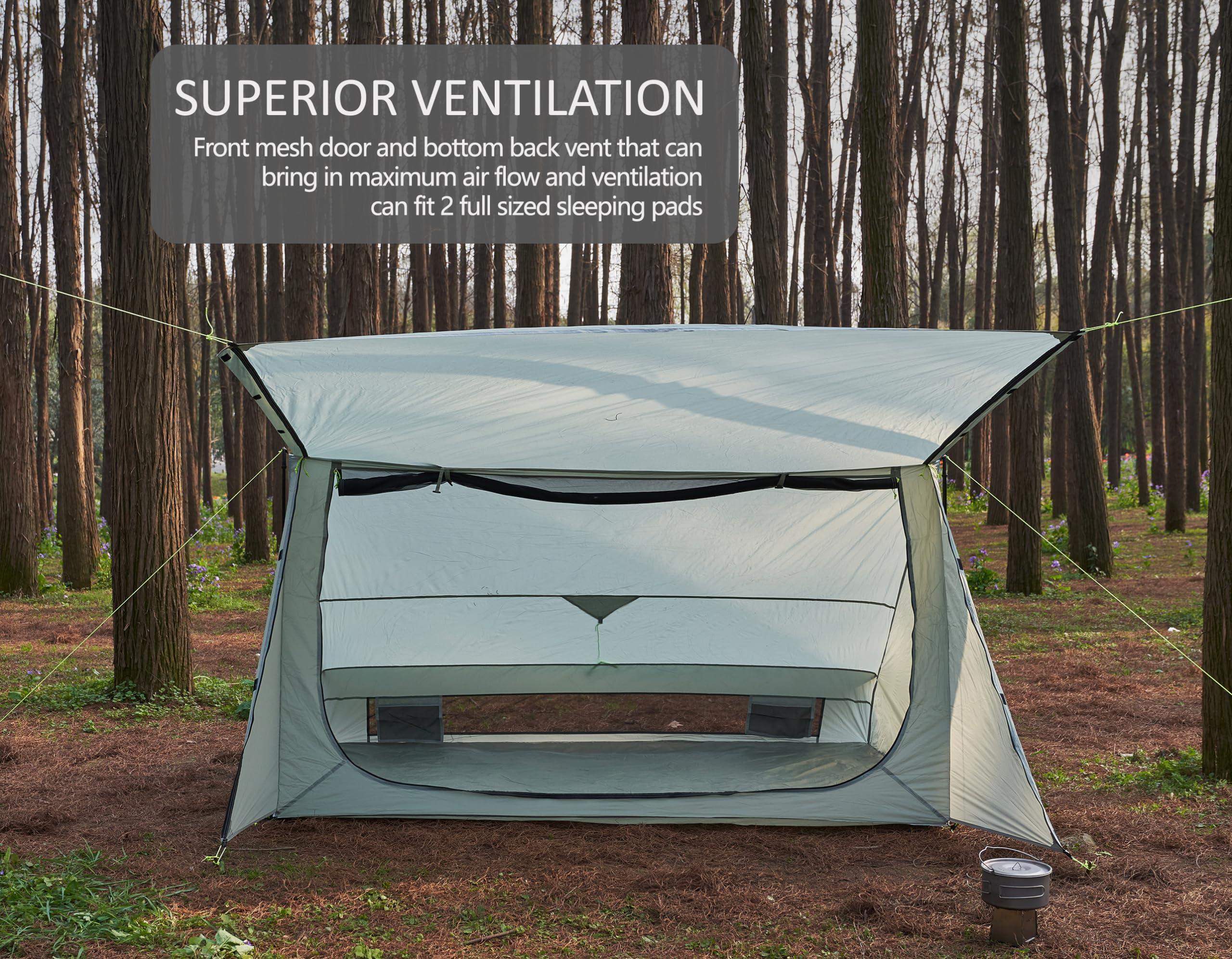 Nature Link Nature Link Sirius Two Ultralight Backpacking Tent, 2 Person Trekking Pole Backpacking Tent, Waterproof, Compact, Single Wall, Bushcraft Shelter for Backpacking, Camping, Hiking, Kayaking