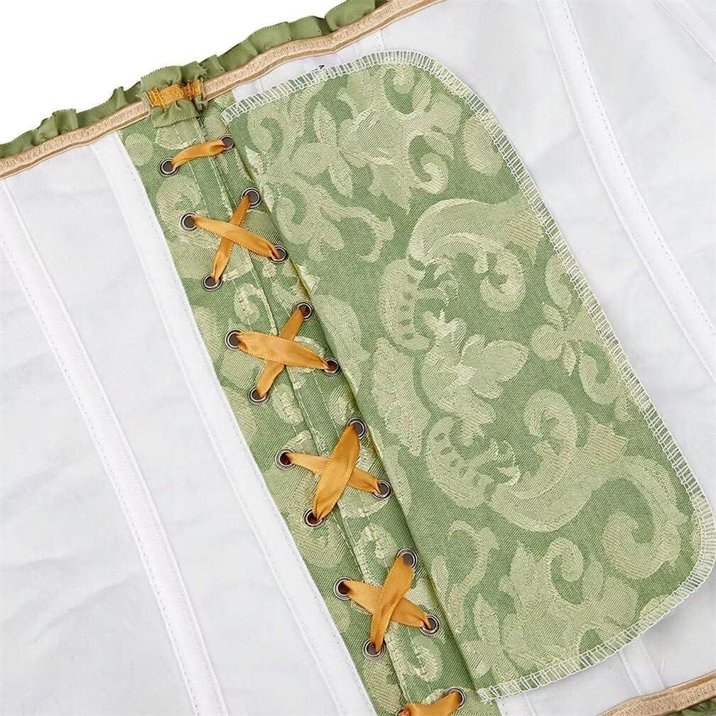 Jutrisujo Green Corset Tops for Women Bustiers Satin Shapewear Lace up Princess Plus Size Ladies 4XL