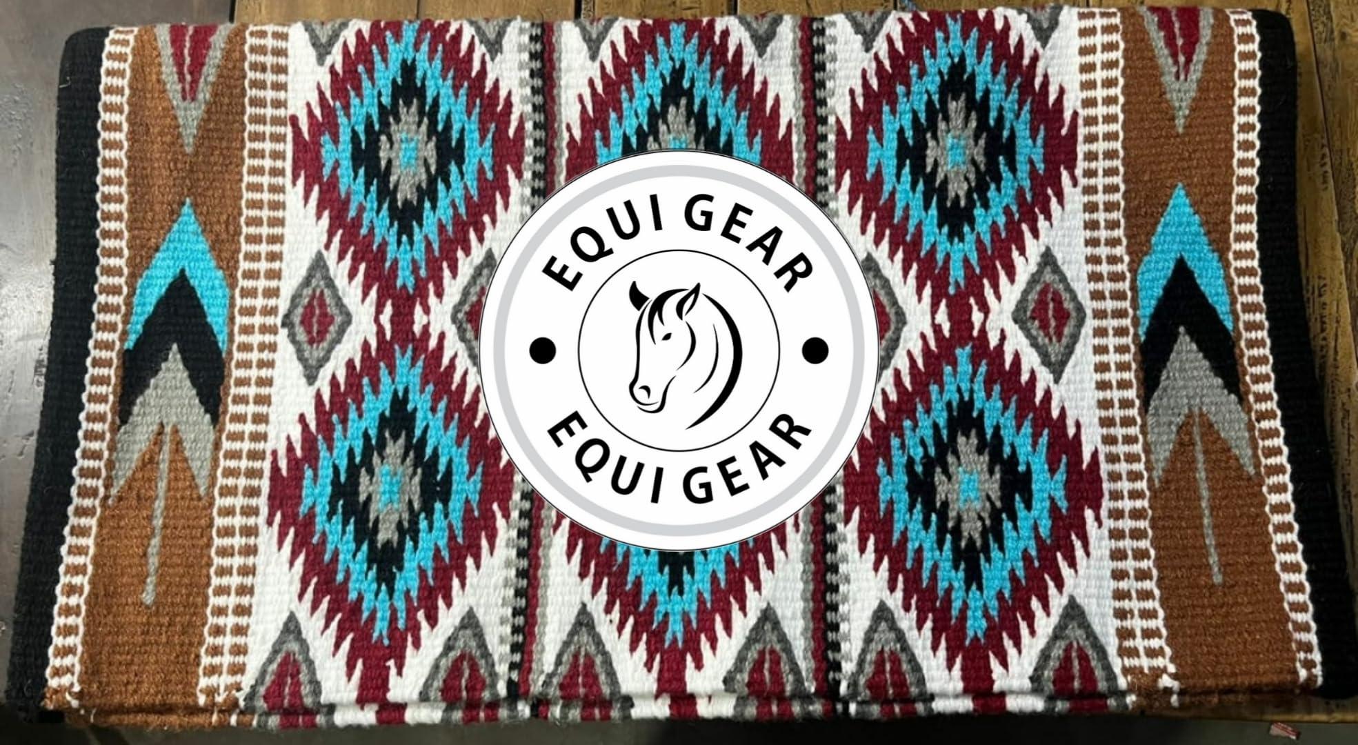 EQUIGEAR EQUIGEAR Western Ranch Horse Saddle Blanket New Zealand Wool Western Design Handmade Saddle Blanket Top Wool Pad Sensor Flex (Customization Available) O15 (36x42)
