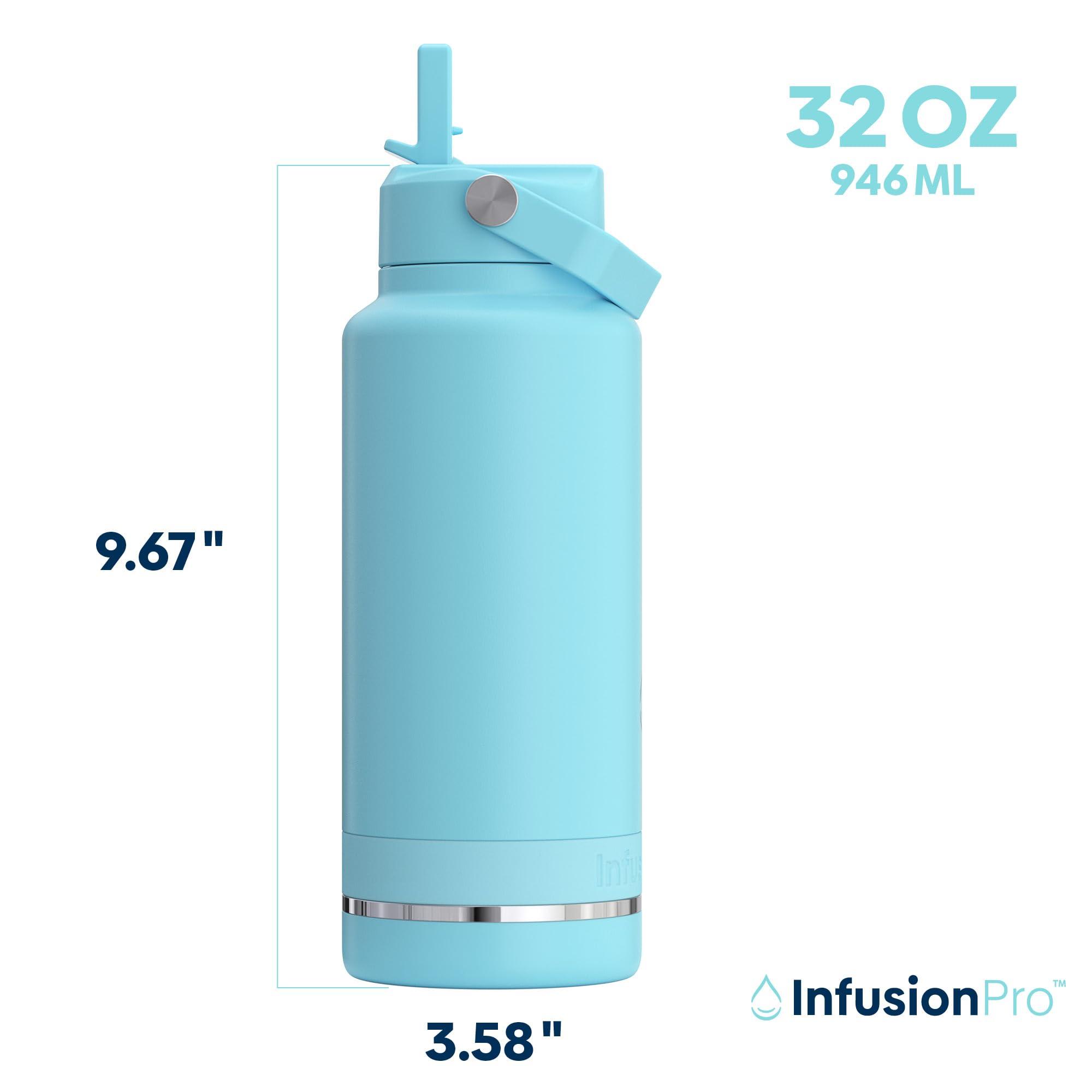 Infusion Pro Infusion Pro Fruit Infuser Water Bottle with Straw Lid (32 oz) Stainless Steel Vacuum Insulated : 50 Recipe Fruit Infusion eBook : More Flavor : Easy Cleaning : Great Gift