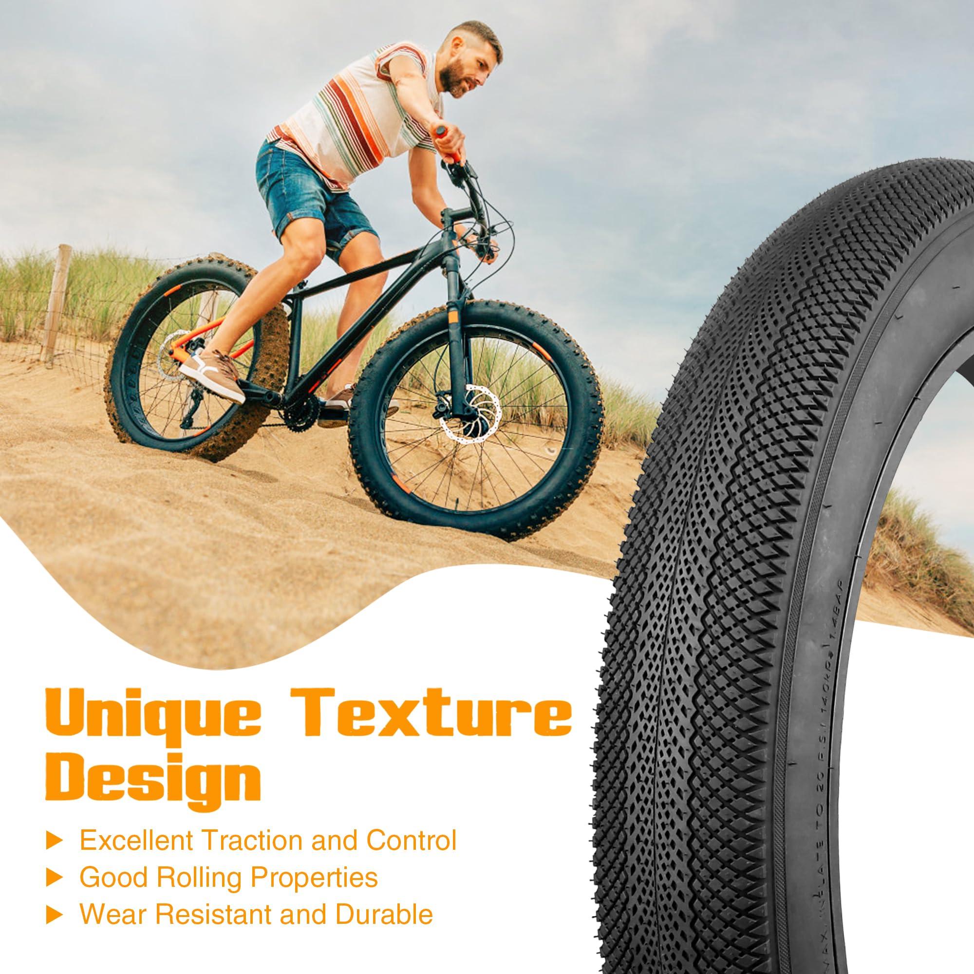 MEGHNA MEGHNA Bike Tire 20/24/26 x 4.0 Mountain Bike Fat Tire with Tubes Groove Tread Foldable Tire 24 inch Replacement for Snow Bike Fat Bike Electric Bike (Black - 1 Tire, 24 x 4.0 inch)
