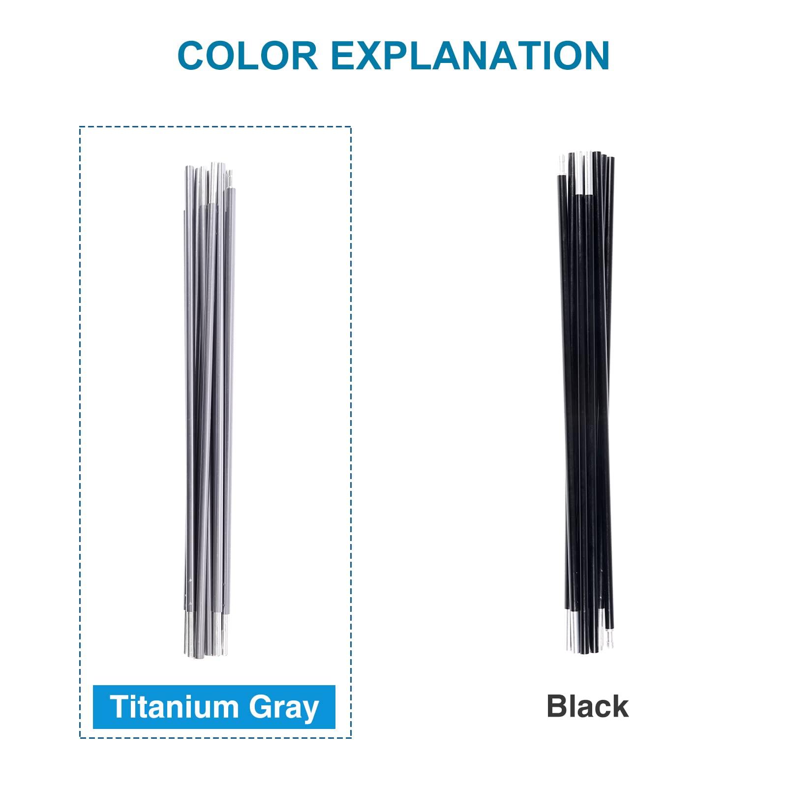 BRILLIANCE4U Tent Poles, BRILLIANCE4U Grey Tent Poles Replacement, Pre-Assembled Aluminum Tent Pole 14ft 8.7 in, 7001 T6 Heated Tent Rod Outer Dia. 0.33 8.5mm, 176.7 in 1 Pole
