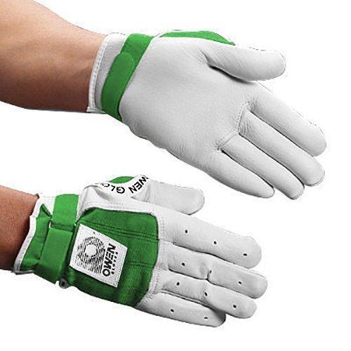 Owen Owen Handball Gloves, Premium Leather, Unpadded with Wrist Strap (Green, Small)