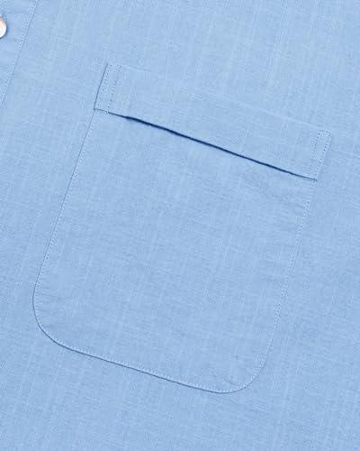 J.VER J.VER Men's Banded Collar Linen Shirts Long Sleeve Slim Fit Button Down Shirts Beach Wedding Shirt with Pocket Light Blue X-Large