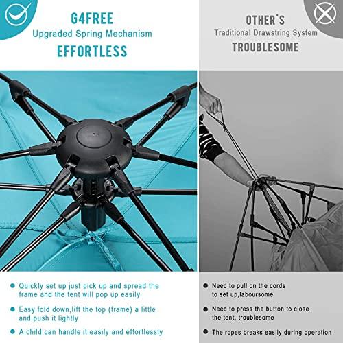 G4Free G4Free Easy Set up Beach Tent Deluxe XL, Portable Beach Shade 4 Person Pop up Sun Shelter UPF 50+ UV Protection Large Family Size(Lake-Blue)