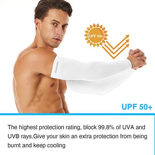 KMMIN KMMIN Arm Sleeves, UV Protection Sleeves for Driving Cycling Golf Basketball Warmer Cooling Arm Sleeves UPF 50 Sunblock Protective Gloves for Men Women Adults Covering Tattoos (2White)