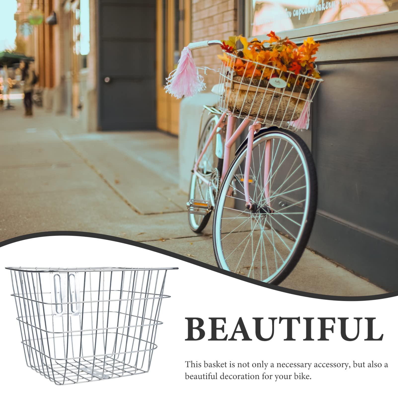 BESPORTBLE BESPORTBLE Front Bike Basket Bicycle Wire Baskets Small Pet Carrier Bag Compatible with Electric Bikes Silver