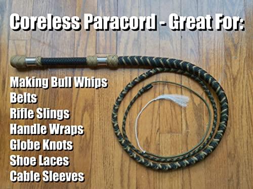 BORED? PARACORD! Coreless 550 Paracord - Flat Hollow Cord - Great for Computer Cable Sleeve - FS Navy 100 Feet