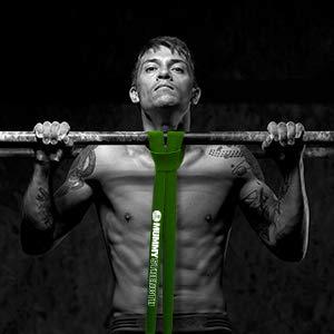 MummyFit MummyStrength Resistance Bands for Men and Women. The Best Stretch Band for Pull Up Exercise and Powerlifting. Works with Any Pull Up Bar or Station. Single Band. Workout Guide Included (Green)