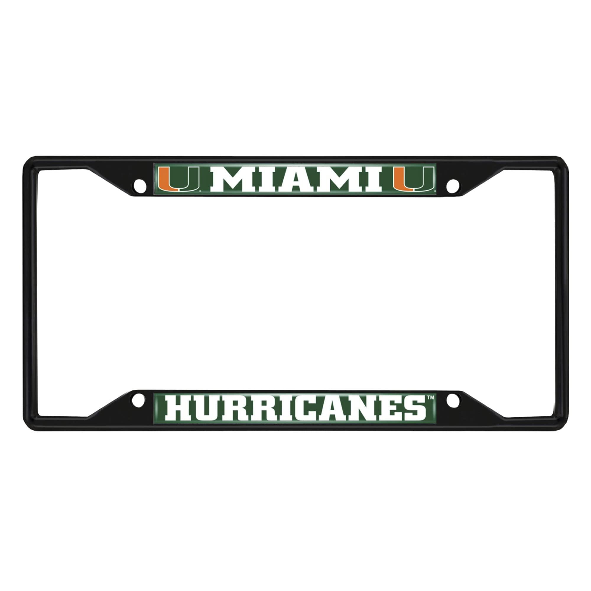 FANMATS FANMATS 31263 Miami Hurricanes Metal License Plate Frame Black Finish