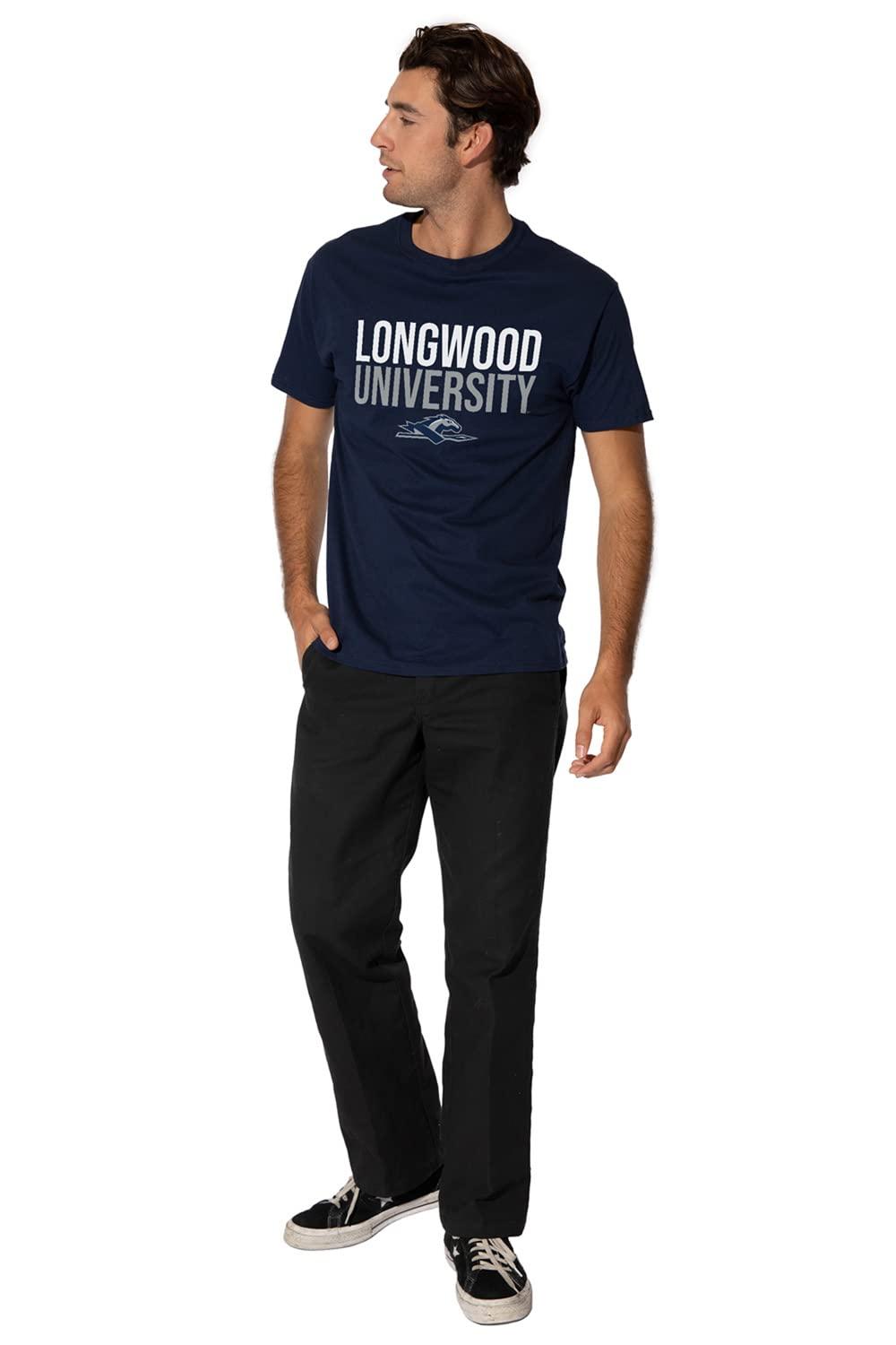 LOGOVISION Longwood University Official Stacked Short Sleeve Mens Cotton T-Shirt,Navy, 2X-Large
