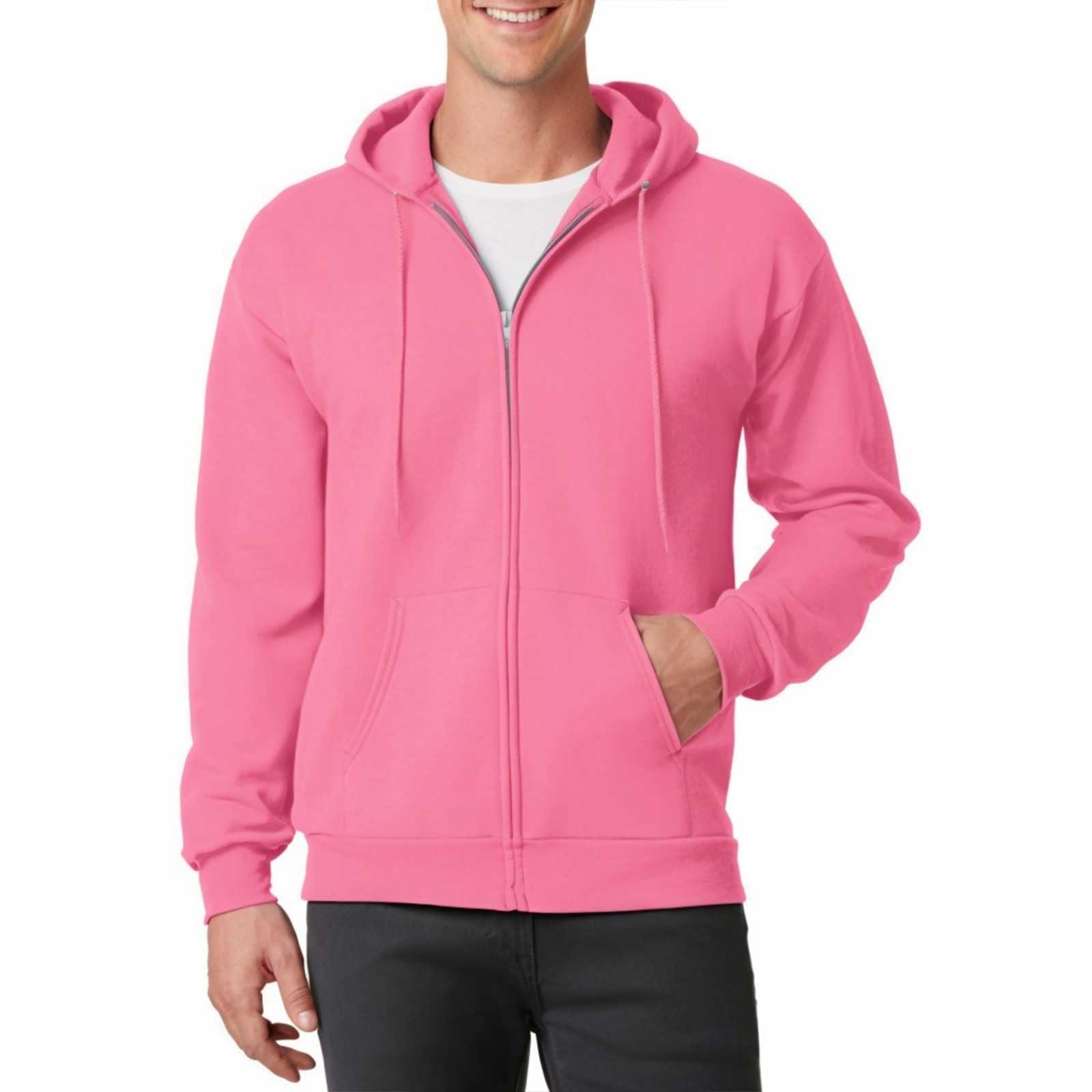 Mlgaril Mlgaril Pink Mens Zip Up Hoodie Long Sleeve Fleece Full-zip Hooded Sweatshirt Pullover With Kangaroo Pocket S