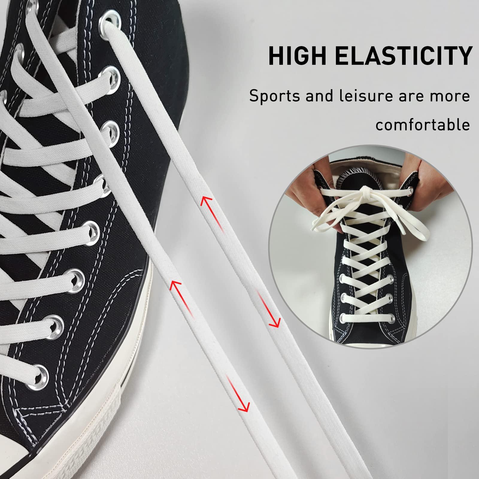 UamGlsob UamGlsob 5/16" Wide Elastic Shoe Laces Replacement Laces for High Tops Sneakers, Stretch Flat Shoelaces Shoe Strings for High Tops Skate Shoes (Blue-02, 54''/140cm)