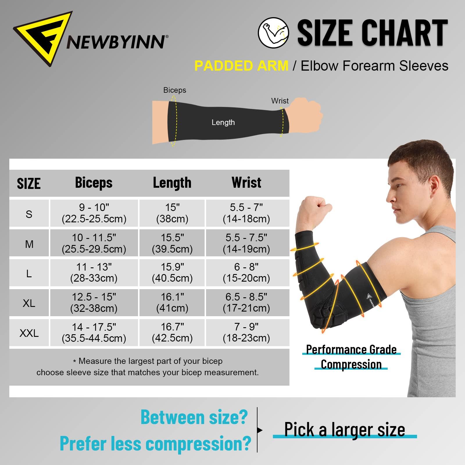 Newbyinn Newbyinn Padded Arm Sleeves 2 Pack, Elbow Forearm Crashproof Pads for Football Basketball Volleyball Soccer