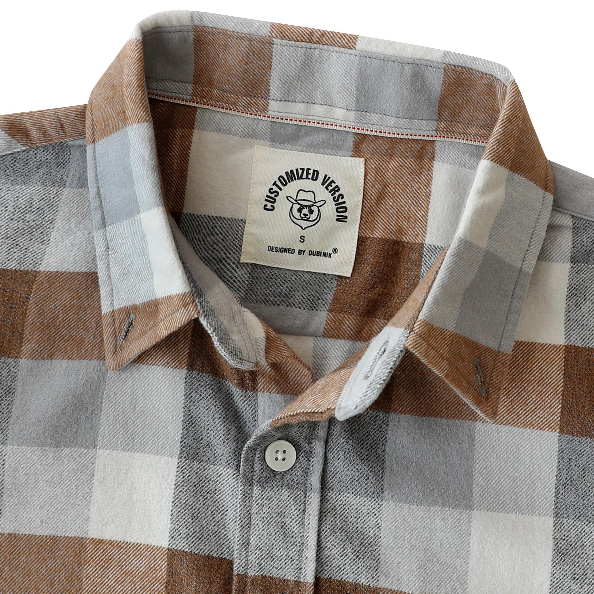 Dubinik Dubinik Flannel Shirt for Men Plaid Mens Button Down Long Sleeve Shirts Soft Pure Cotton Casual Cozy Regular Fit