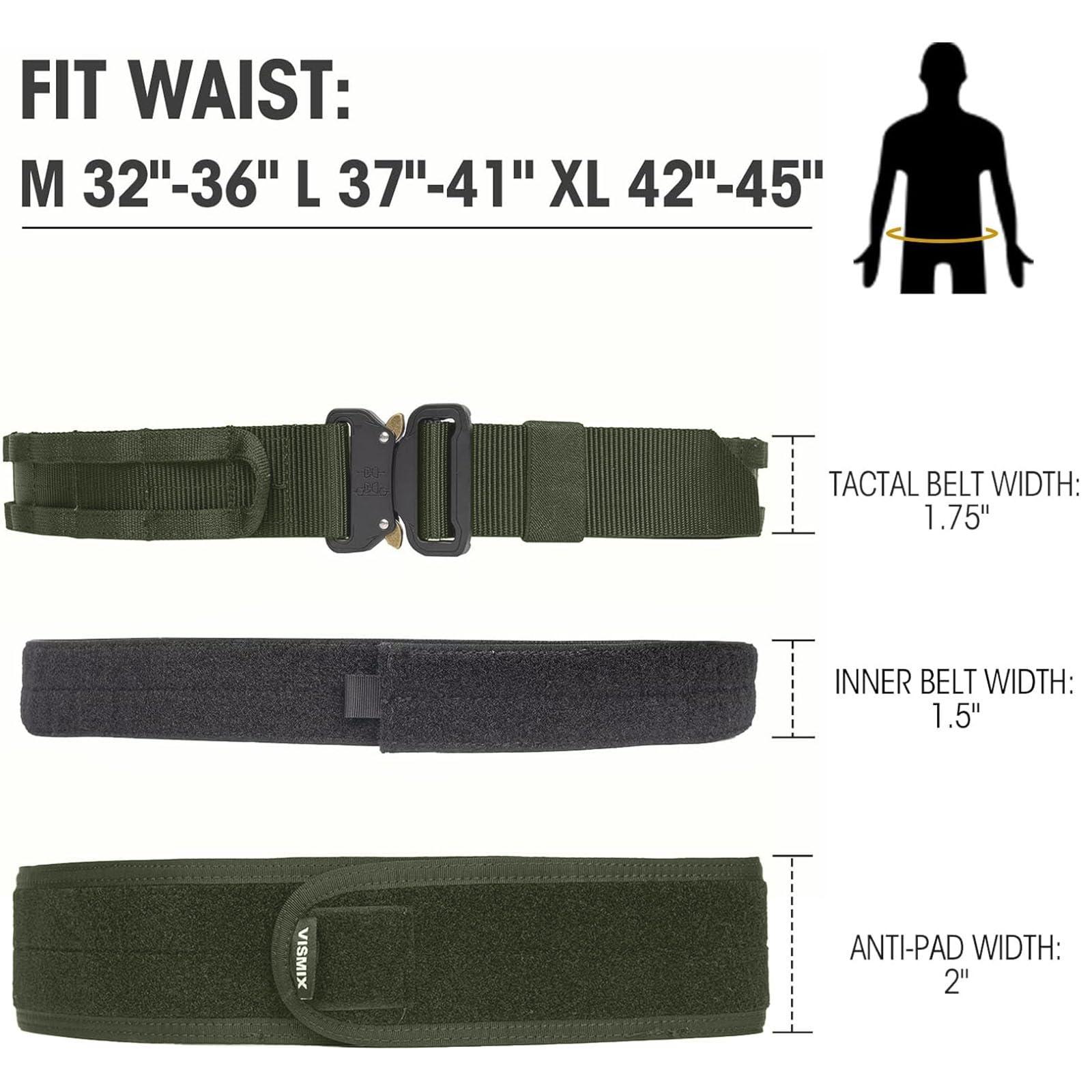 VISMIX VISMIX Tactical Belt, Quick Release 1.75" MOLLE Battle Belt with Inner Belt and Anti-Slip Pad- Heavy Duty Battle Belts