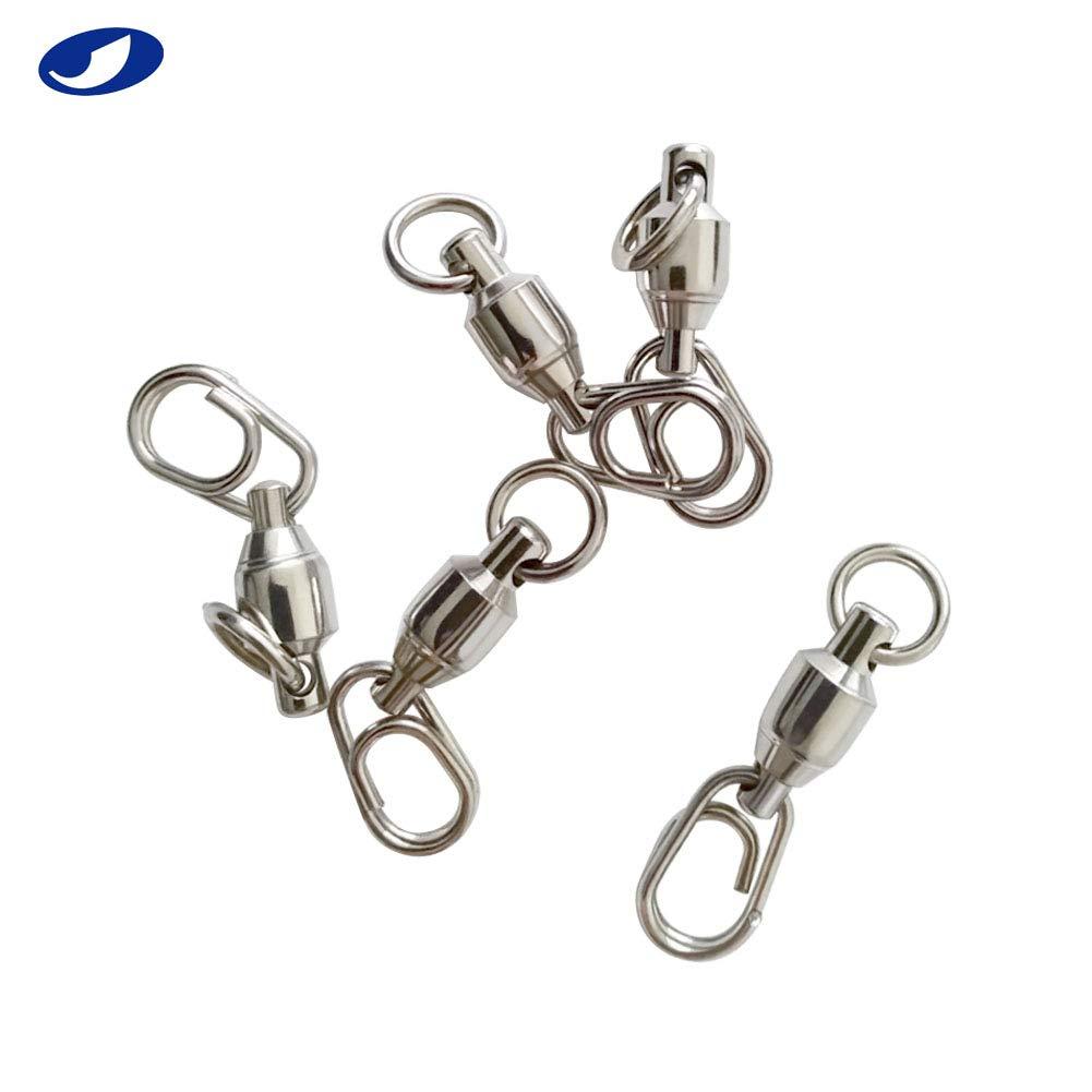 OCEAN CAT 50 Pcs Ball Bearing Fishing Swivel with Fast/Quick Snap 100% Copper Body High Carbon Stainless Steel Fishing Welded Ring Saltwater Freshwater Standard High Strength 88-132lb (#5+M (30mm), 50 Pcs)