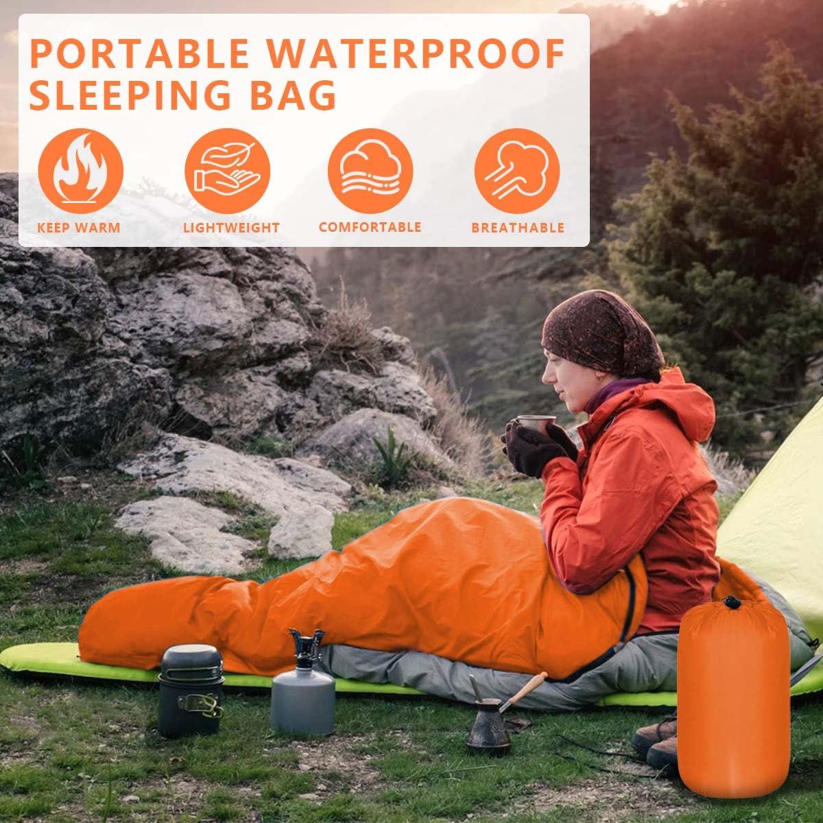 OBTANIM OBTANIM Camping Sleeping Bags Portable Waterproof Sleeping Bag for Adults Kids 4 Seasons Winter, Fall, Spring, Summer Backpacking Hiking Camping Mountaineering Indoor Outdoor Use (Orange)