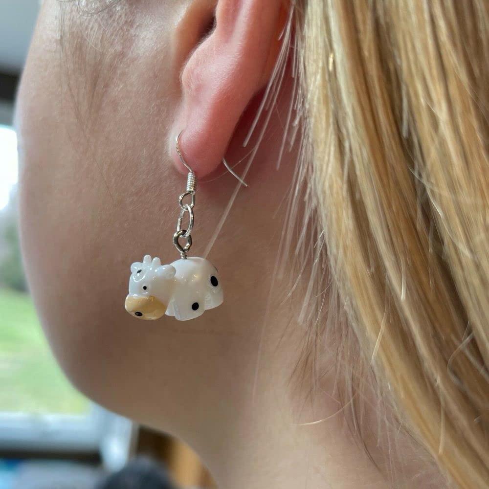 NineFit Basics Cow Farm Animal Dangle Hook Style Earrings