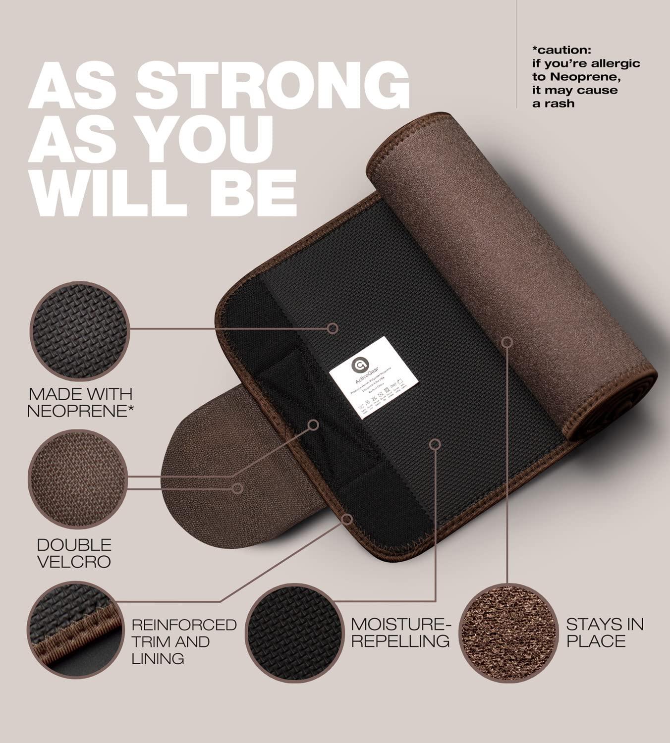 ActiveGear ActiveGear Waist Trimmer Belt Bundle for Men & Women Sweat Band Waist Trainer Belt for a Toned Look - Reinforced Trim and Double Velcro (Red & Cocoa, Large: 9 x 46)