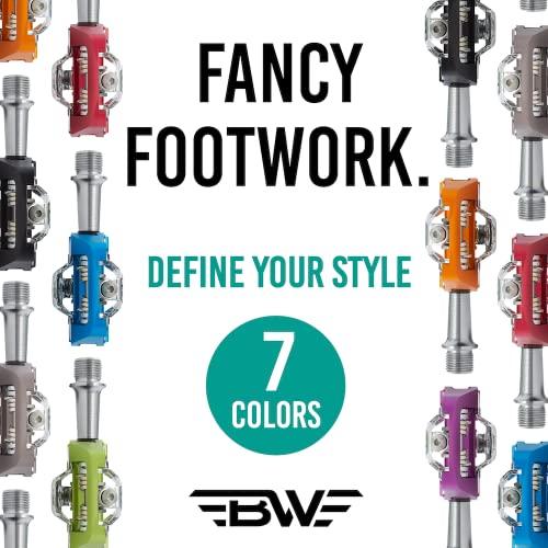 BW USA BW USA Rock Garden Flat Pedal - SPD Compatible Clipless MTB Bike Pedals - Orange