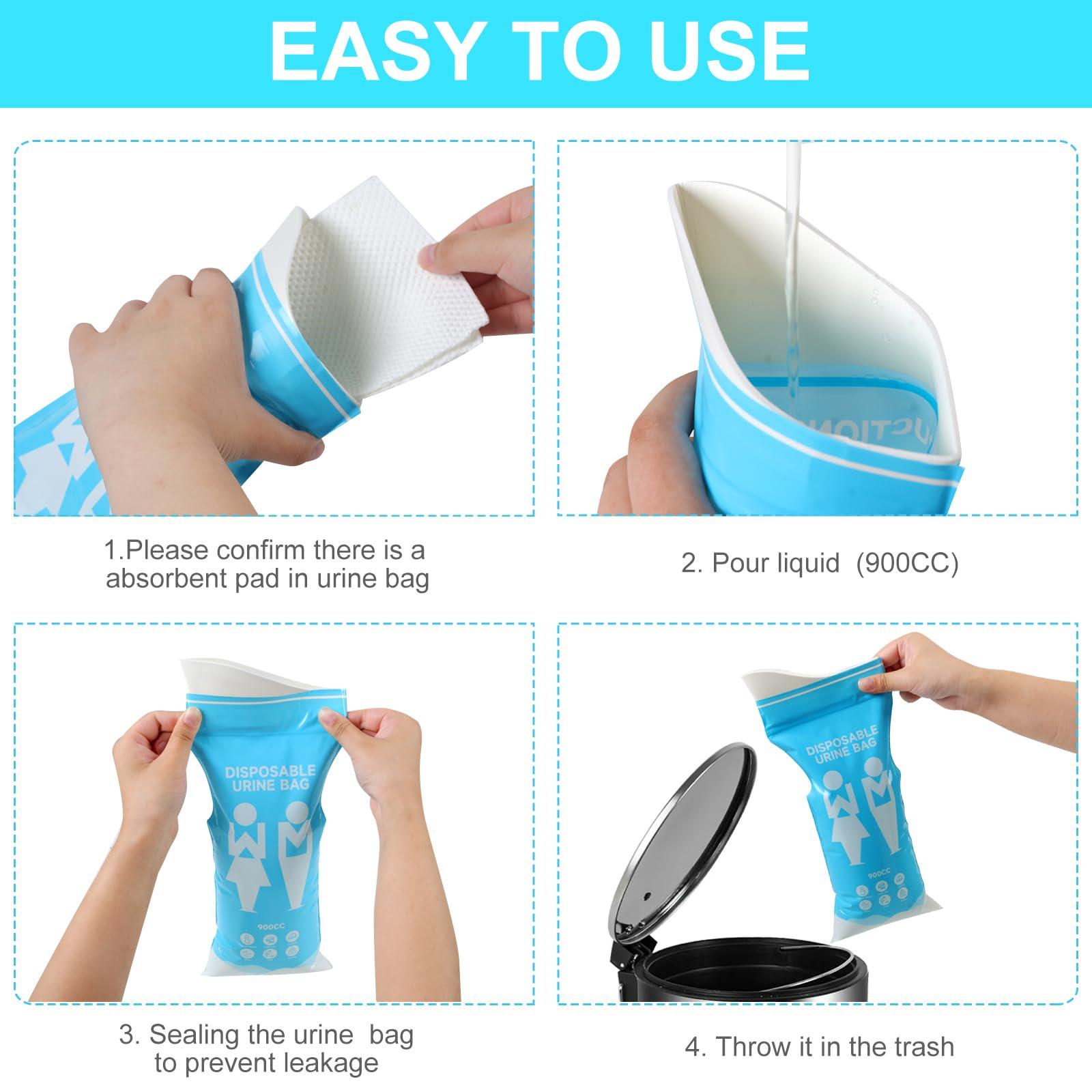 Ymiumre Ymiumre 10 Pack Disposable Urine Bags, 900ML Pee Bags for Travel for Men Women, Disposable Urinal Bags and Unisex Urinal Bag, Vomit Bags, Pee Bag for Traffic Jams, Camping, Pregnant, Patient