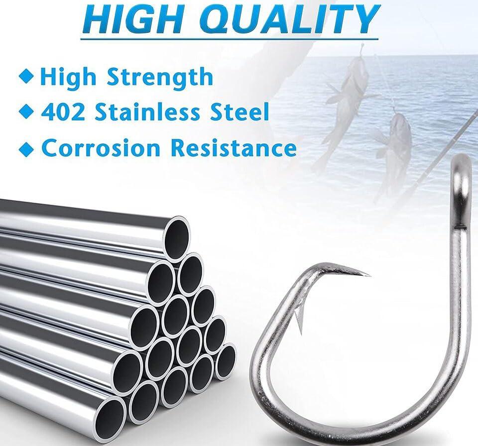 Cuoyuqie Cuoyuwie 20pcs Tuna Circle Hook Stainless Steel Saltwater Fishing Hooks Big Game 10/0-24/0 (10/0 20pcs)