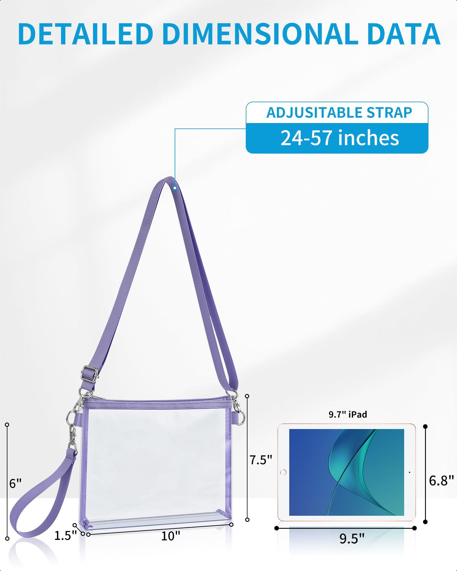 Bagenius Bagenius Clear Purse Stadium Approved for Women, Transparent Clear Bag with Removable Straps for Work Festival Sporting Events and Concert - Purple