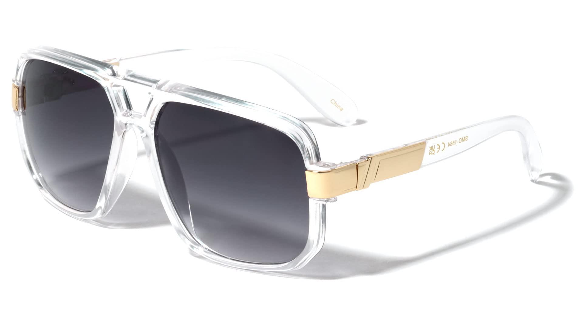 Dweebzilla Dweebzilla Gazelle Swag Square Oversized Sunglasses (Clear & Gold Frame, Black Gradient)