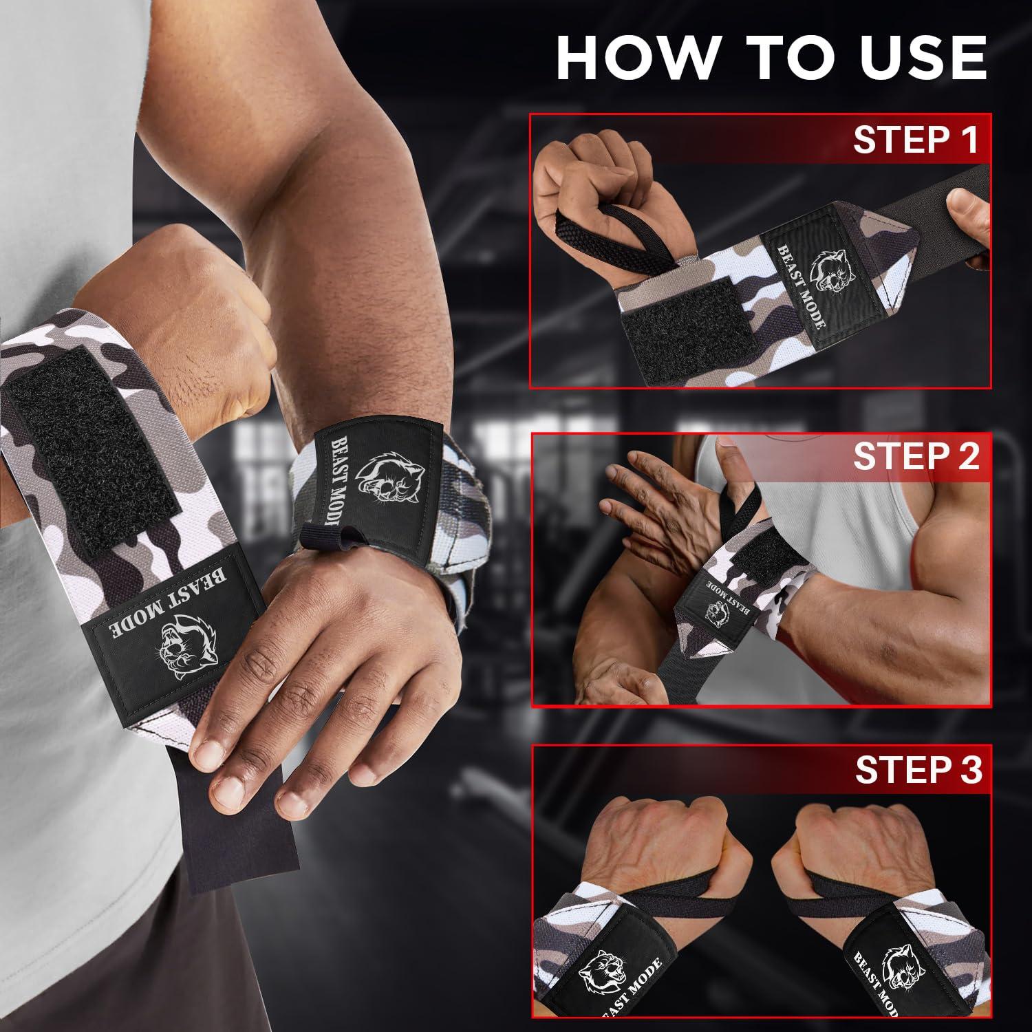 TECEUM TECEUM Weightlifting Wrist Wraps with Thumb Loop Black Camo Queen of Lifts 18 inch Heavy-Duty Workout Wrist Support & Protection Ideal for Powerlifting, Strength Training, Bodybuilding