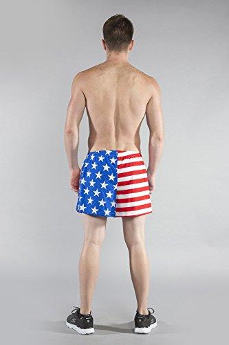 B.O.A B.O.A Boa Mens Stretch 3.75\" V-Notch Running Short US Flag (1102SWP) SIZE SM