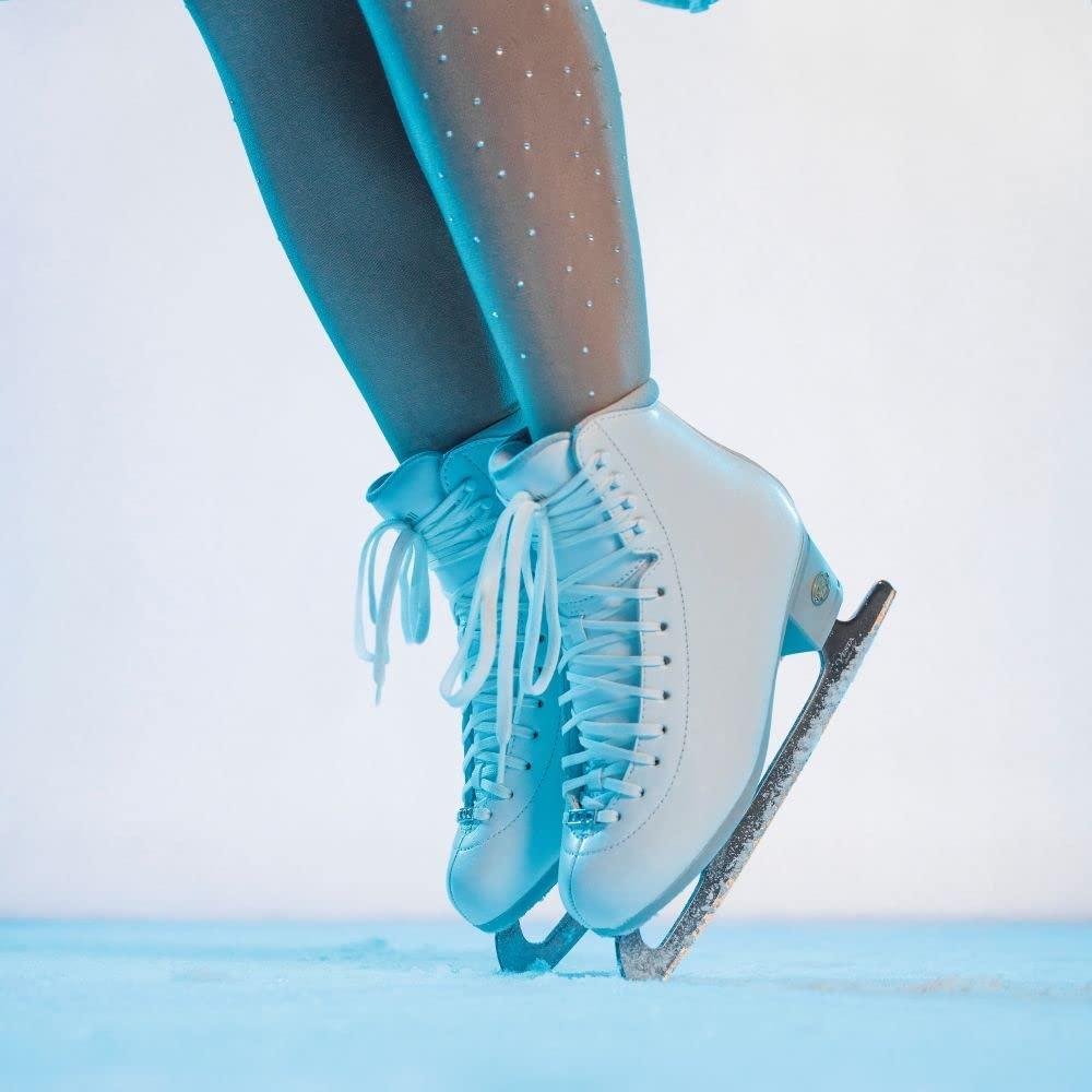 Riedell Riedell Crystal Ice Skates - Youth Competitive Figure Ice Skates with Stainless Steel Eclipse Vesta Blade | White | Size 3 JR D Width