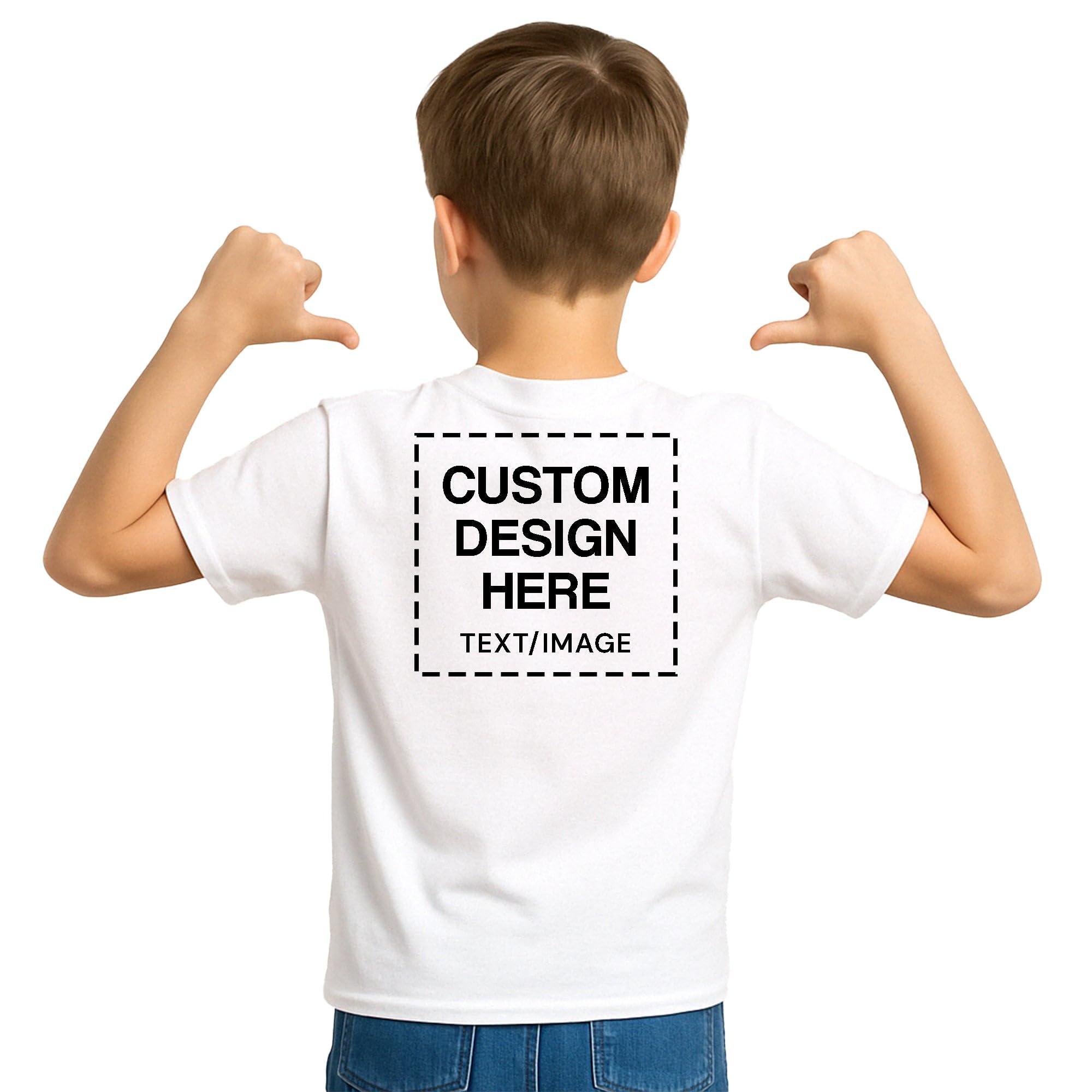PIVOI Custom Shirts for Kids Personalized Cotton T Shirts for Boys Girls Children Customized DTF Print Custom Kids Shirt Tshirt Upload Your Design Medium White Tshirt