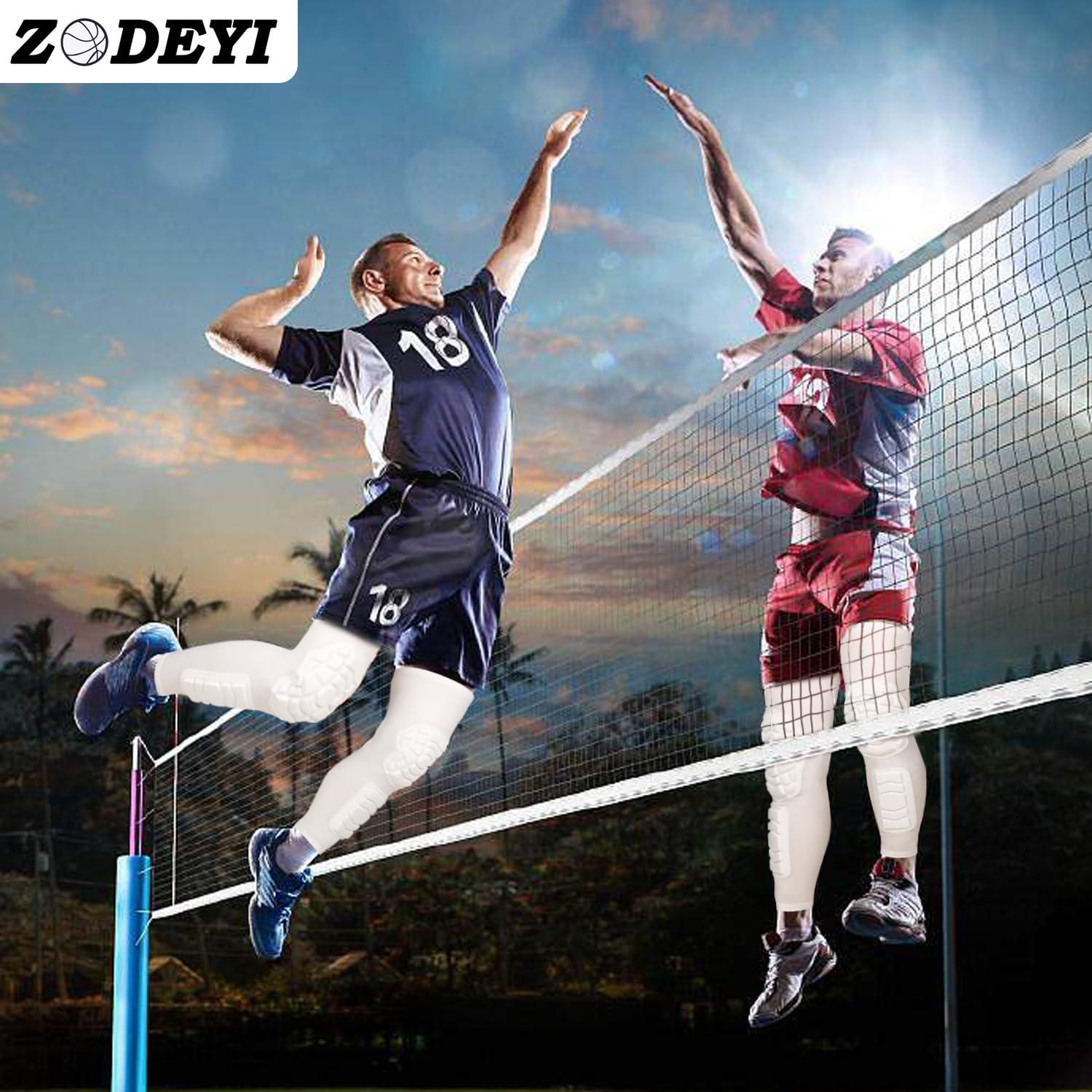 ZODEYI ZODEYI Wrestling Knee Pads Compression Leg Sleeve with Knee Pad and Calf Pad, 1 Pair Knee Sleeve with Shin Guards Shin Pads for Football, Basketball, Volleyball(White_XXL_2 Pcs)