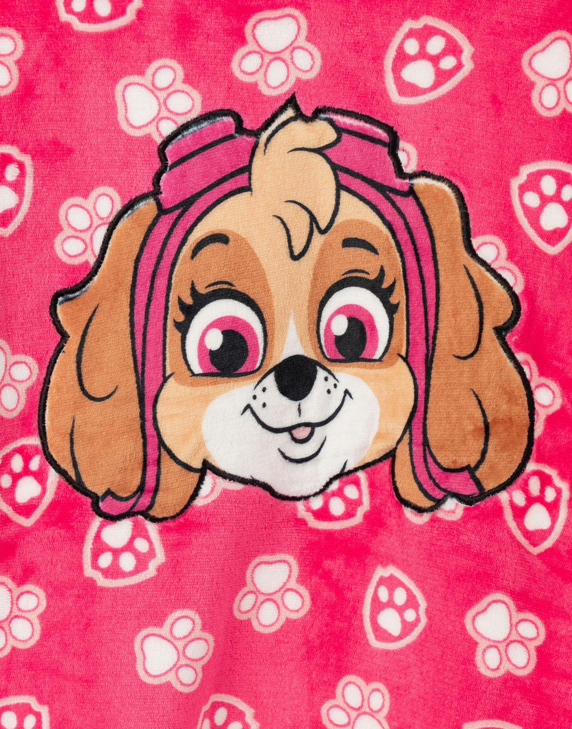 Paw Patrol Paw Patrol Girls Wearable Hooded Blanket | Kids Skye All Over Print Fleece Hoodie | Pink Snuggle Pullover Loungewear Gift