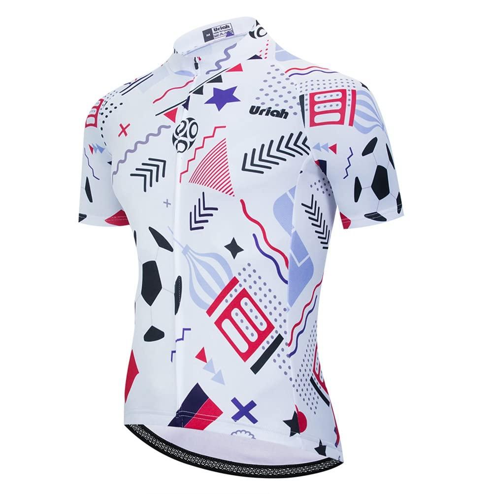 Uriah Uriah Men's Cycling Jersey Short Sleeve Sweat Wicking Football White Size 5XL(CN)