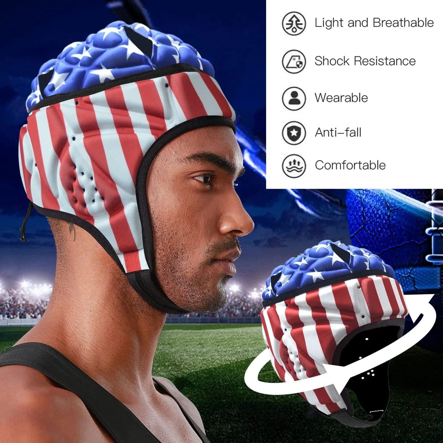 TIAXU TIAXU TIAXU TIAXU Rugby Helmet - Soft Padded Headgear 7v7 Flag Football Headguard Soccer Head Protection Protective Soft Helmet Football for Youth & Adult