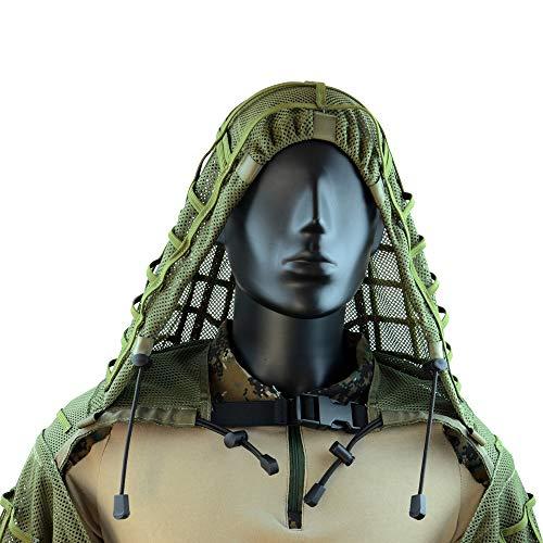 ROCOTACTICAL ROCOTACTICAL Super Breathable Ghillie Suit Foundation, Full Mesh Nylon Sniper Ghillie Base Lightweight Military Ghillie Viper Hood, Army Green