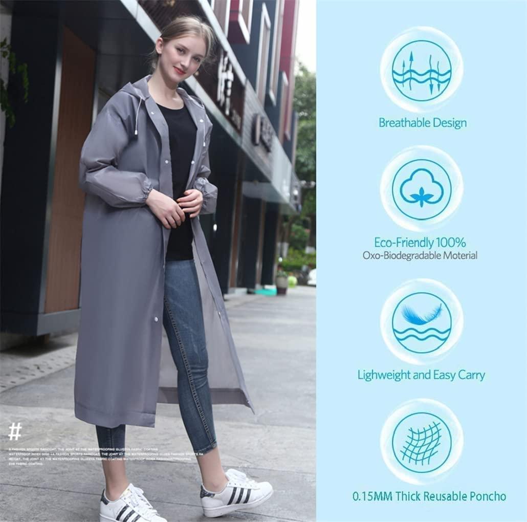 YUNLOVXEE YUNLOVXEE Rain Poncho Raincoats for Adult Reusable - 2-5 Pack EVA Waterproof Rain Coat with Hood, Rain Gear for Men Women (Grey x5)