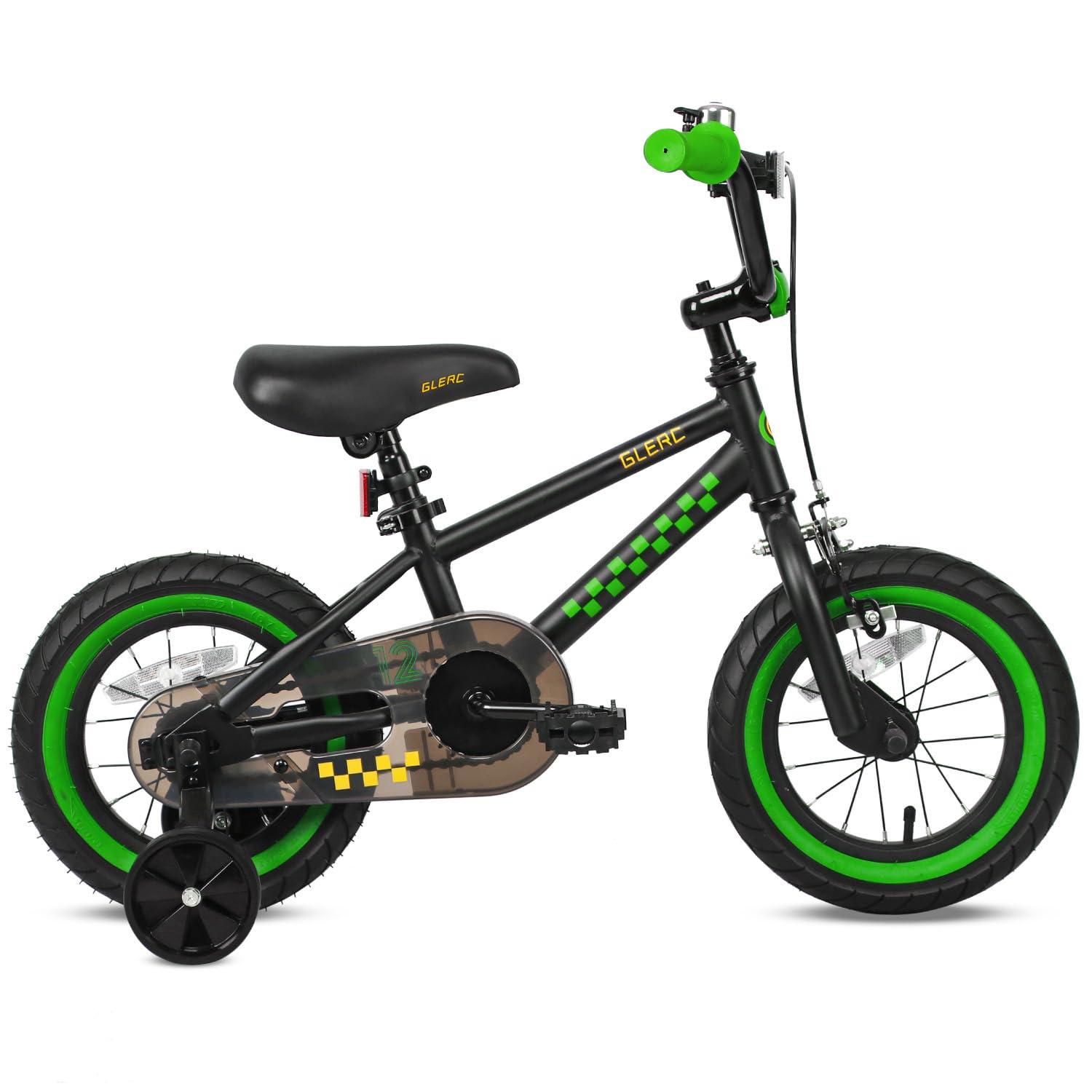Glerc Glerc NuNu 12\" 14\" 16\" Kids Bike BMX Style for 2-7 Years Old Boys Girls, Toddler Bicycles with Training Wheels & Coaster Brake, Multiple Colors