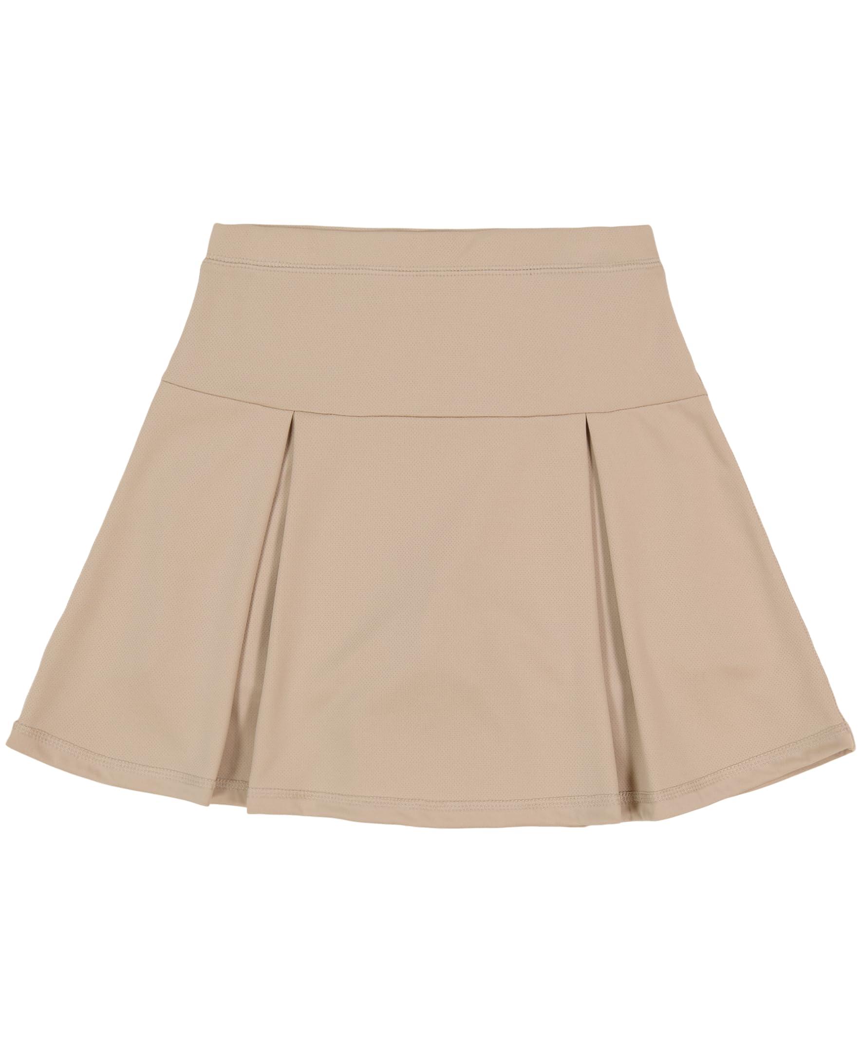 IZOD IZOD Girls' School Uniform Sensory-Friendly Pleated Scooter Skirt with Undershorts, Soft Fabric, Tagless with Flat Seams, Khaki, 8